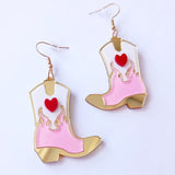 Pink Flame Western Earrings