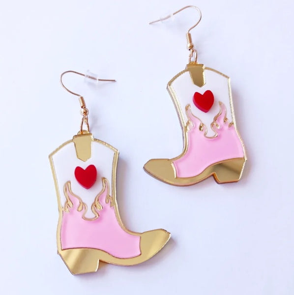 Pink Flame Western Earrings