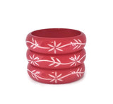Wide Red Flower Bangle