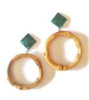 Emerald Bamboo Round Earrings