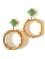 Lime Bamboo Round Earrings