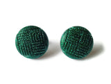 Glitter Green Button Earrings