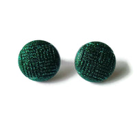 Glitter Green Button Earrings