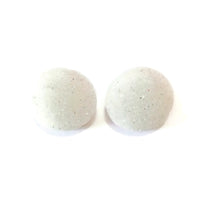Glitter White Button Earrings