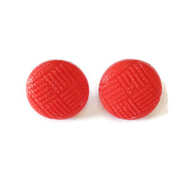Red Button Earrings